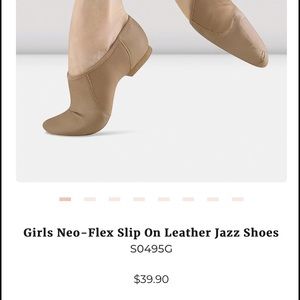 Bloch neo flex slip on leather girl jazz shoes in nude color size 5